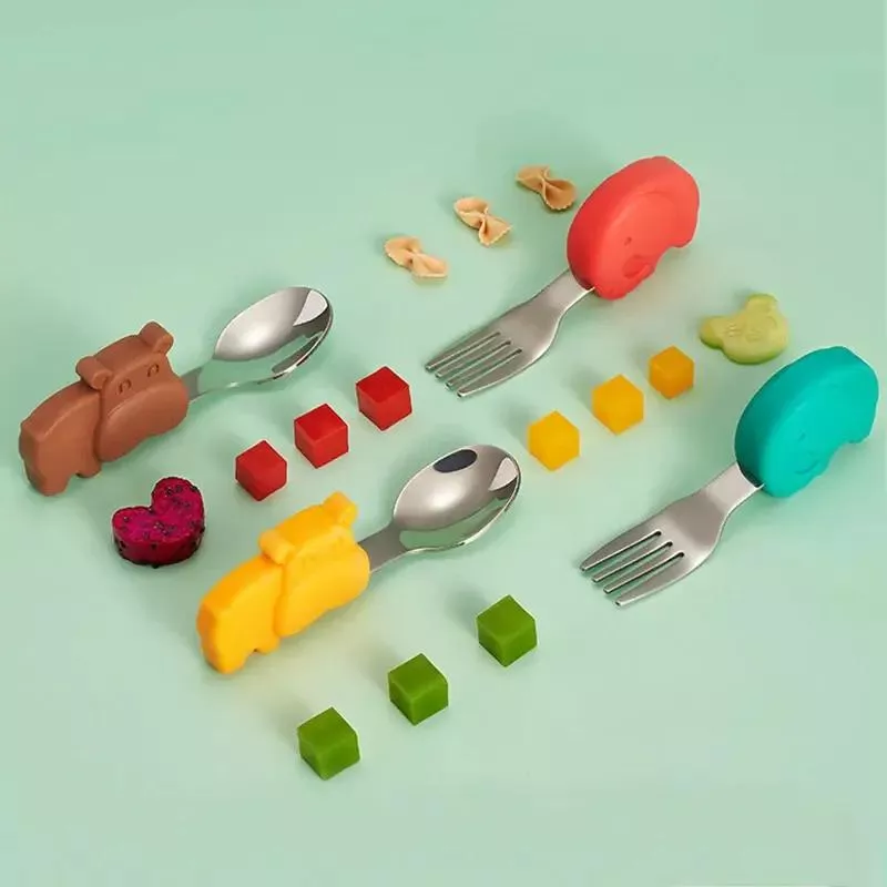 2pcs Silicone Baby Spoon and Fork Set