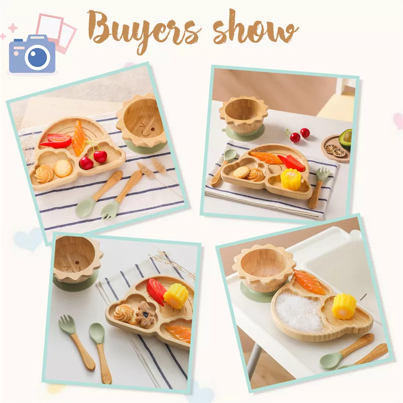 4pcs Bamboo Wood Baby Feeding Set - Image 5
