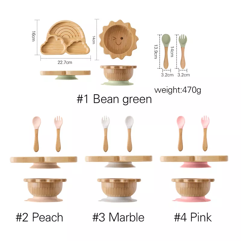 4pcs Bamboo Wood Baby Feeding Set - Image 6