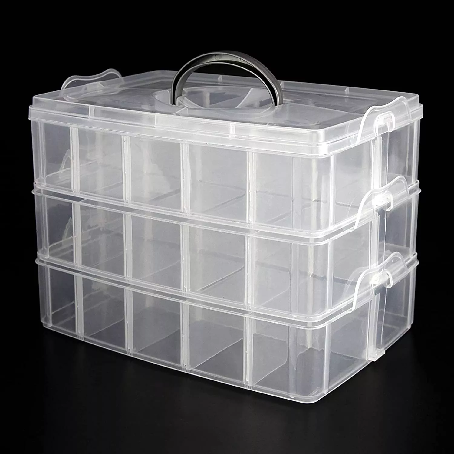 30-Grid Stackable Craft Storage Box with Handle – Adjustable Organizer - Image 6