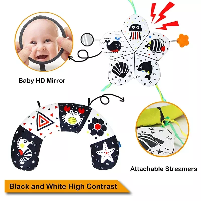 Black & White Baby Tummy Time Pillow Toys Set - Image 5