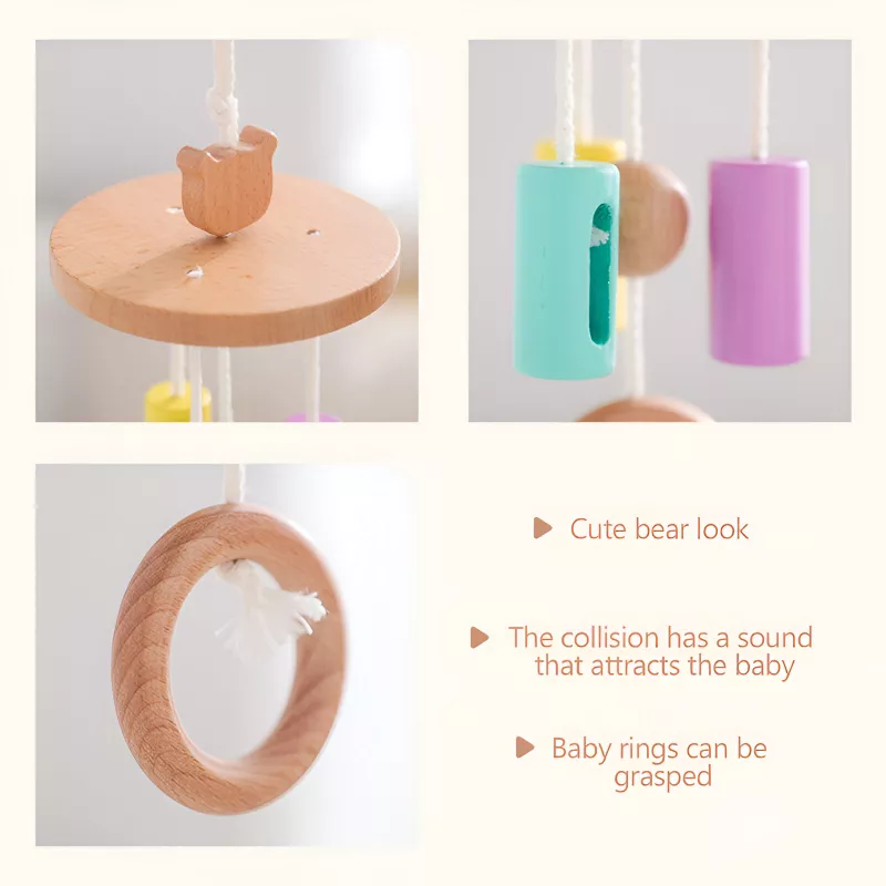 Wooden Baby Rattle Mobile with Rotating Bed Bell - Image 3
