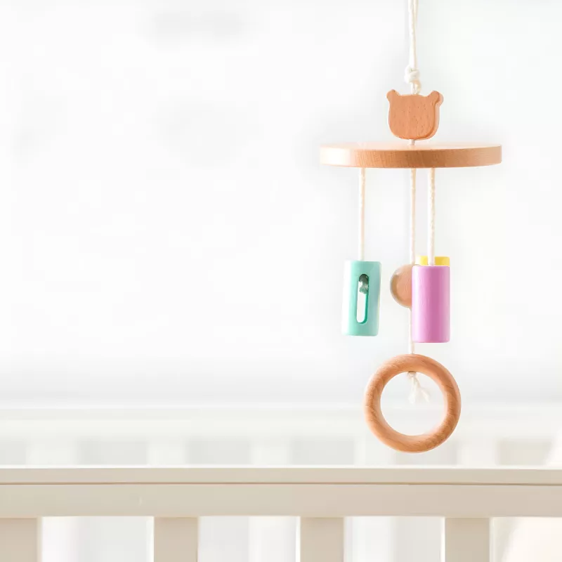 Wooden Baby Rattle Mobile with Rotating Bed Bell - Image 2