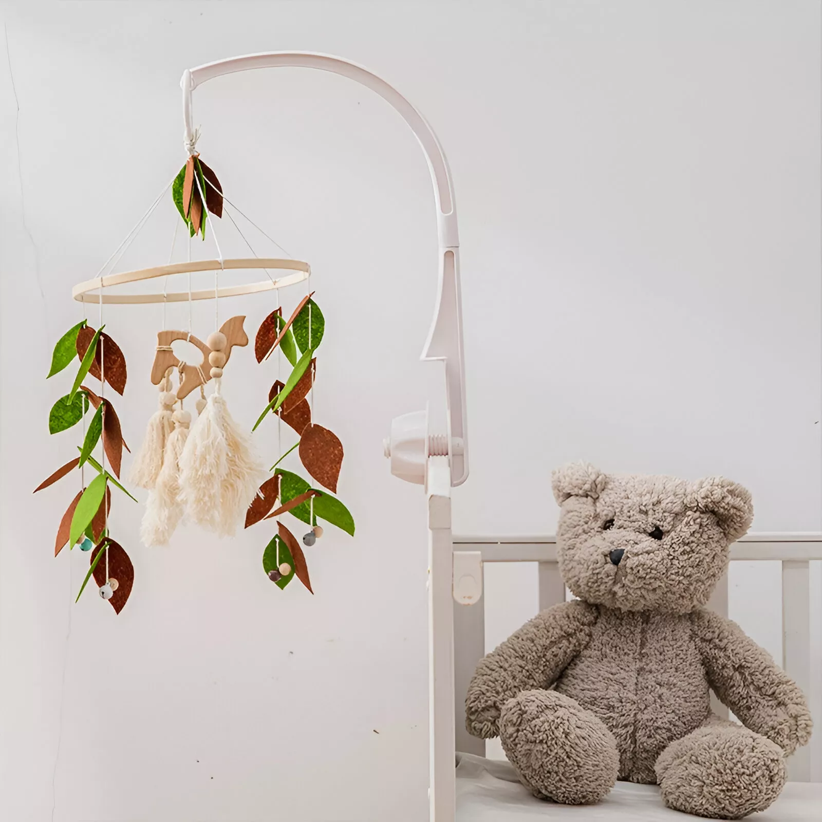 Baby Crib Mobile & Stroller Hanging Toy Set – Wooden Plush Rattle for Infants - Image 5