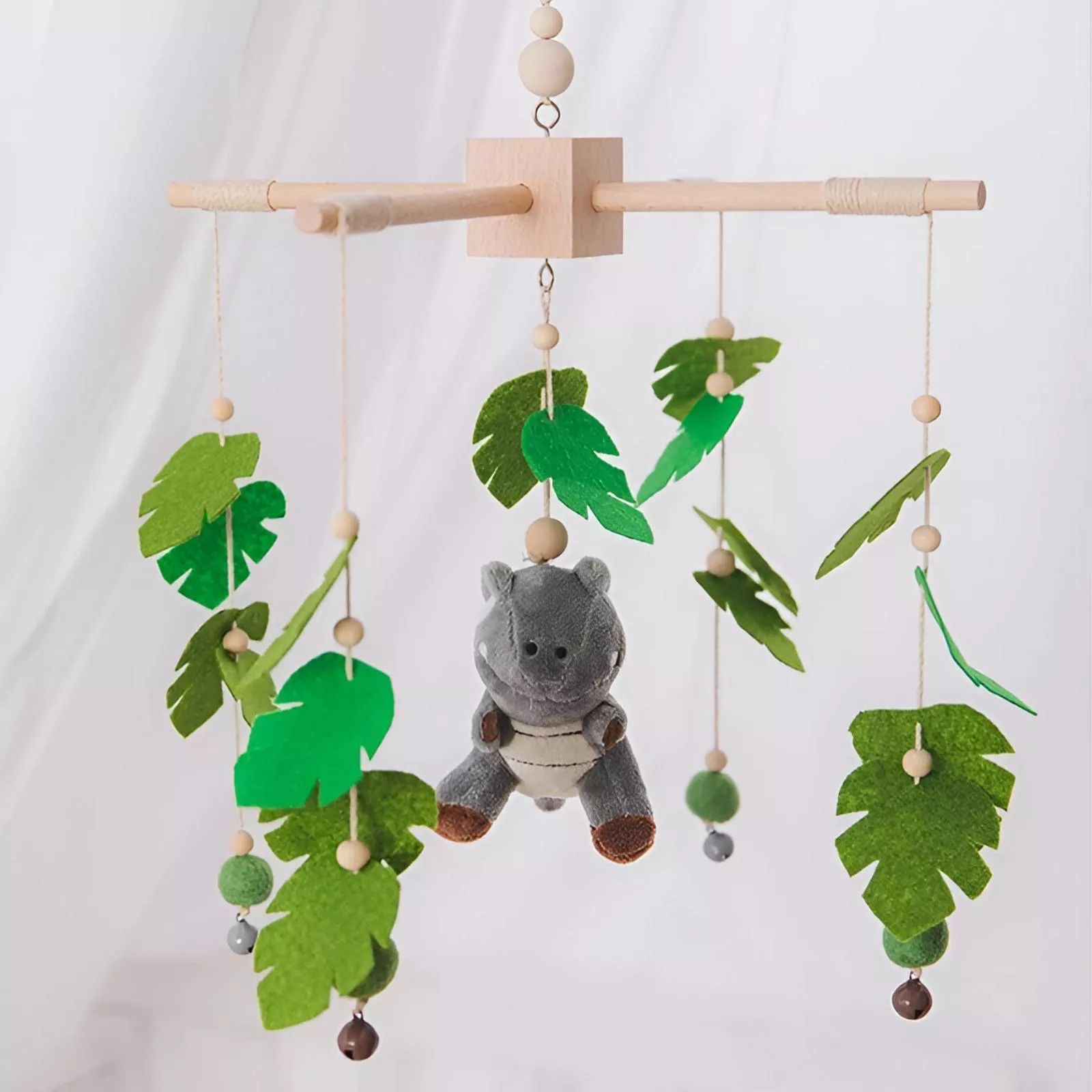 Baby Crib Mobile & Stroller Hanging Toy Set – Wooden Plush Rattle for Infants