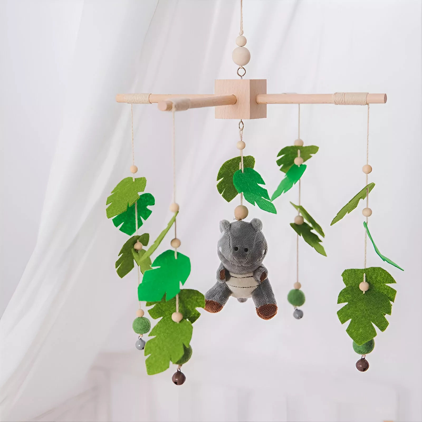 Baby Crib Mobile & Stroller Hanging Toy Set – Wooden Plush Rattle for Infants - Image 6