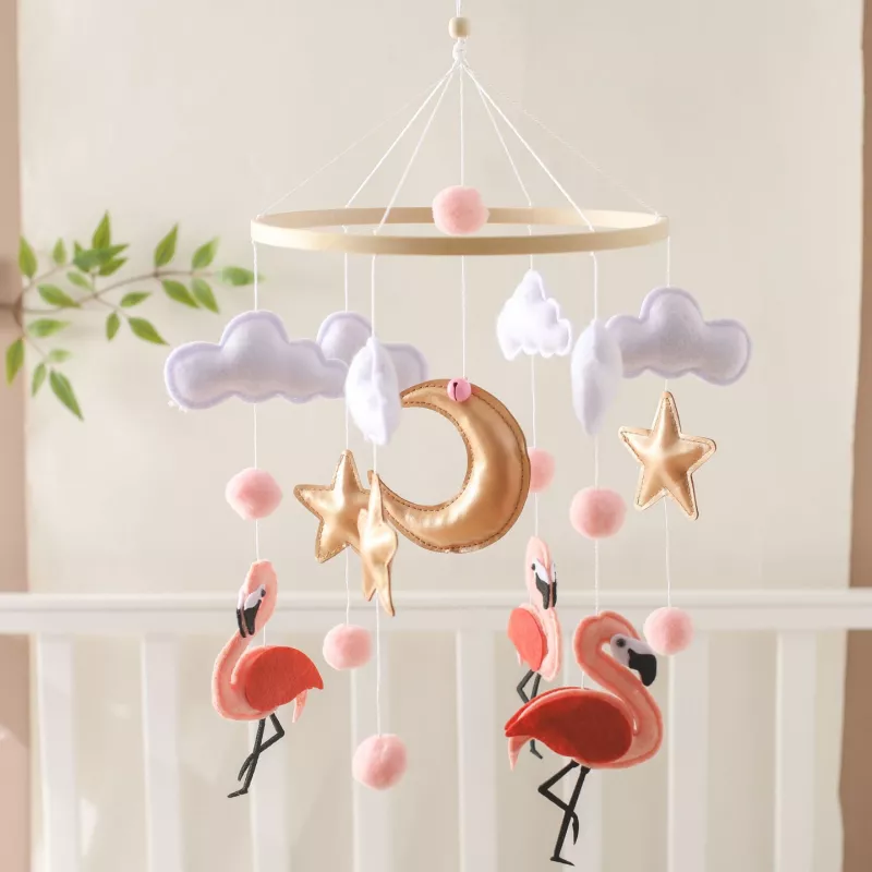 Wooden Baby Crib Mobile Bed Bell Rattle Toy Hanger