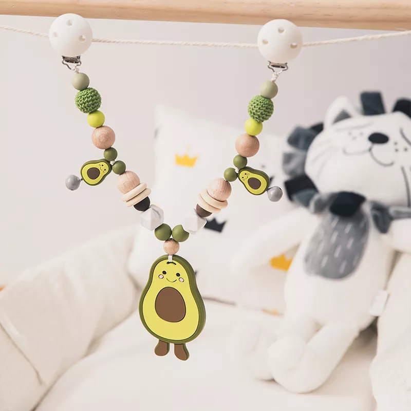Silicone Baby Teether Pram Clip & Avocado Pendant Stroller Chain Toy - Image 4