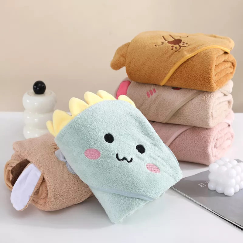 Cartoon Animal Baby Swaddling Blanket with Hooded Bathrobe for Stroller - Image 2