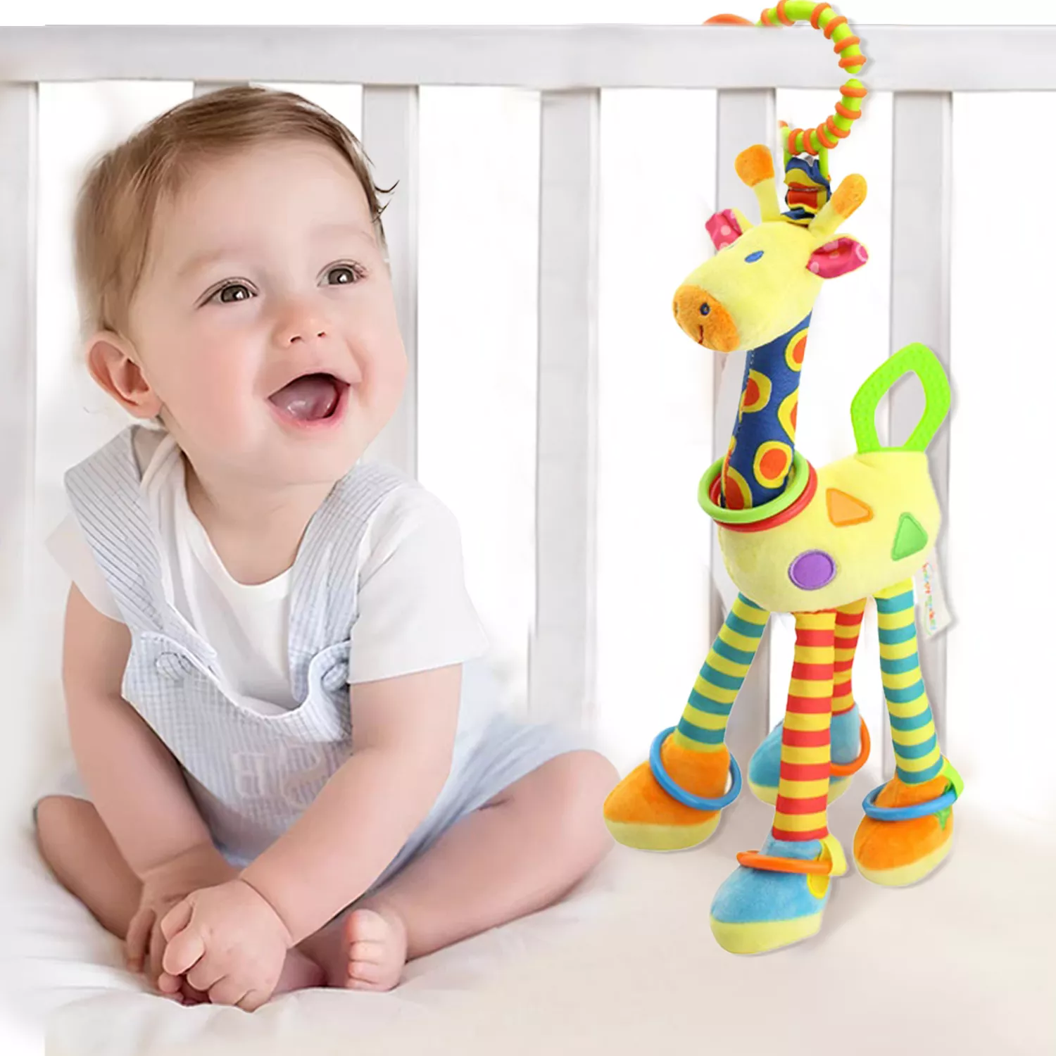Soft Giraffe Plush Baby Hand Bell Rattle - Sensory Toy for Early Education - Image 4