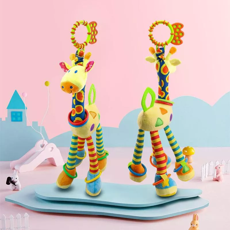 Soft Giraffe Plush Baby Hand Bell Rattle - Sensory Toy for Early Education