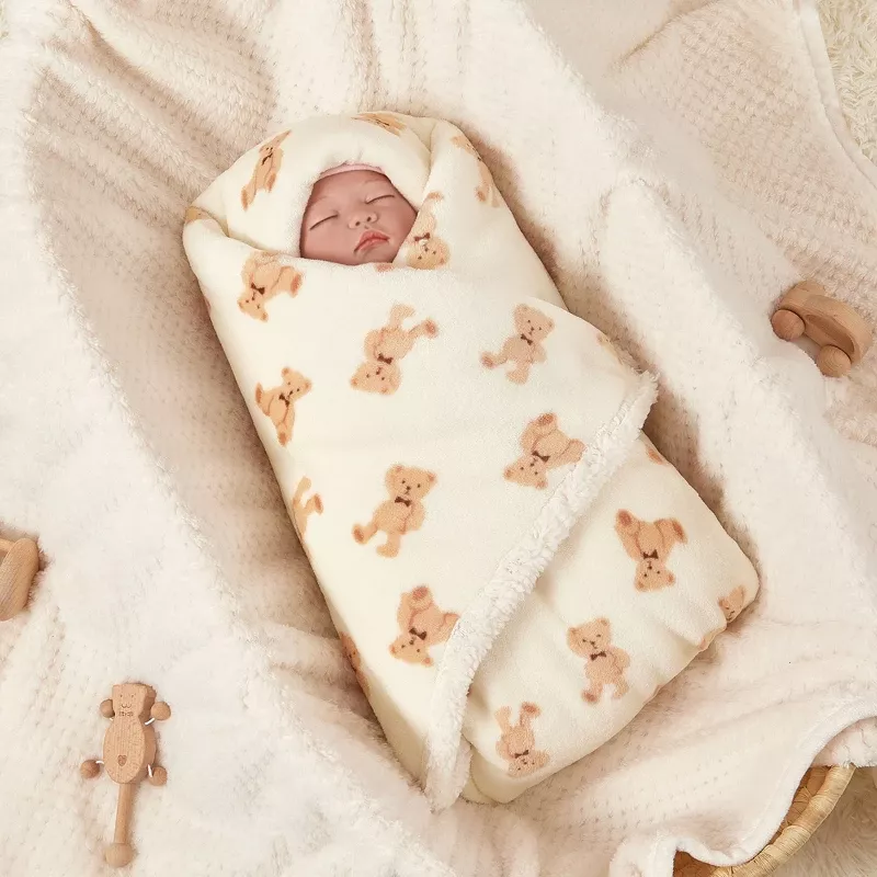 Winter Baby Blanket Flannel Lamb Fleece Swaddle Wrap for Newborns - Image 3