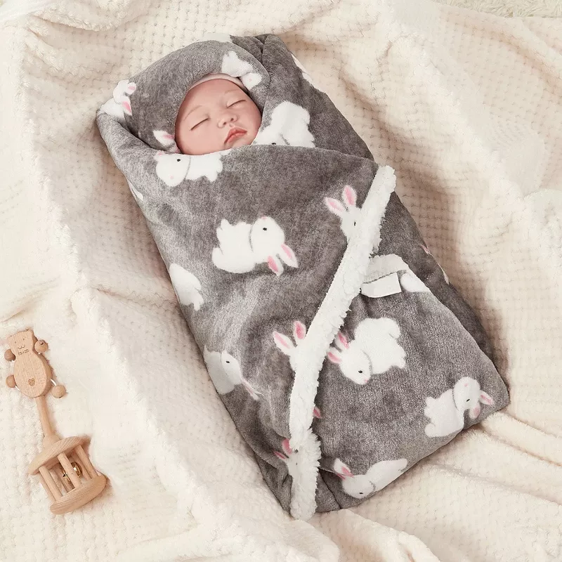 Winter Baby Blanket Flannel Lamb Fleece Swaddle Wrap for Newborns - Image 5