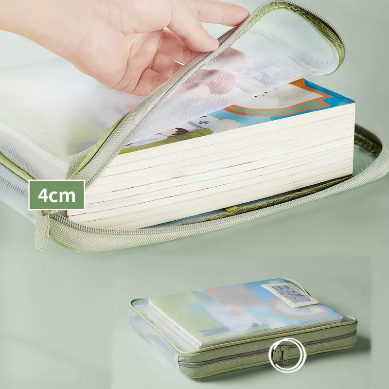 A4 Double-Layer Mesh Zipper Organizer Bag - Large Capacity File Storage - Image 4