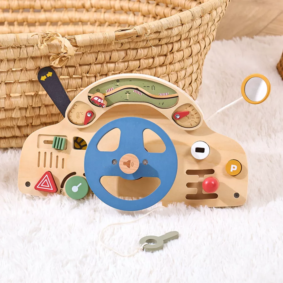 Wooden Montessori Steering Wheel Busy Board - Image 2