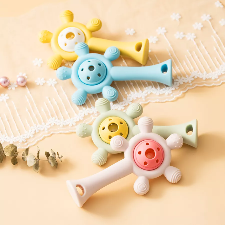 Silicone Baby Teether Rattle Toy – Soft Teething Ring and Sensory Chewing Toy - Image 4
