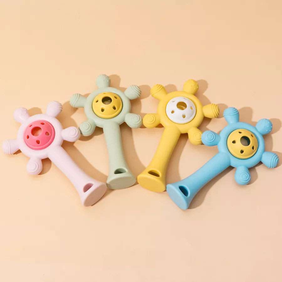 Silicone Baby Teether Rattle Toy – Soft Teething Ring and Sensory Chewing Toy - Image 5