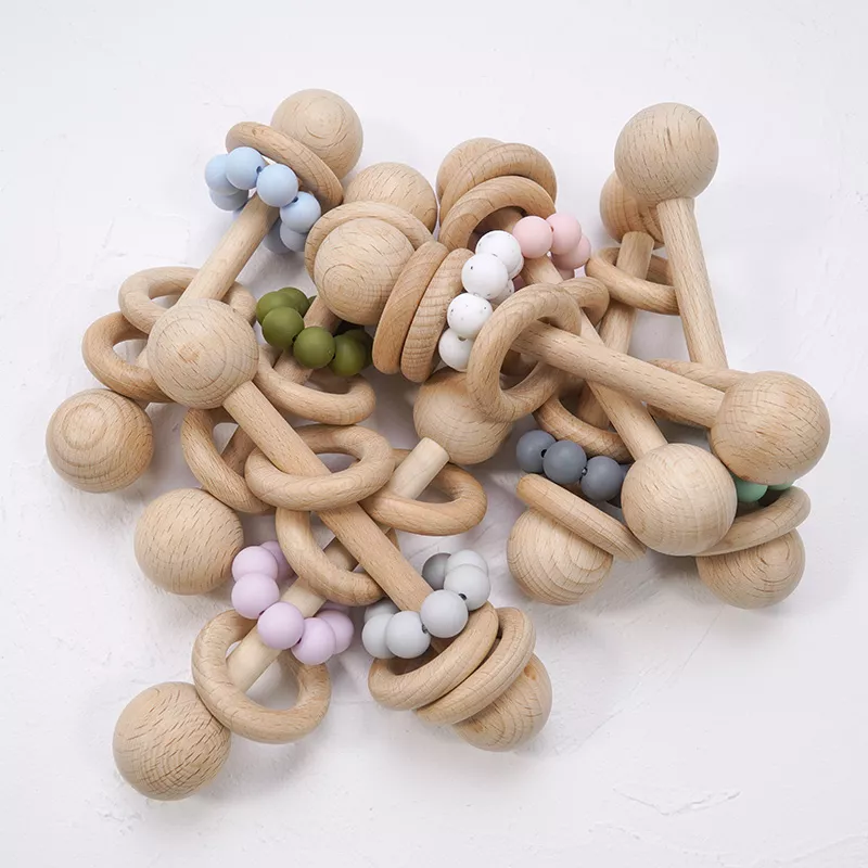 Organic Safe Wooden Baby Teether – Non-Toxic, Eco-Friendly Sensory Grasping Toy - Image 2