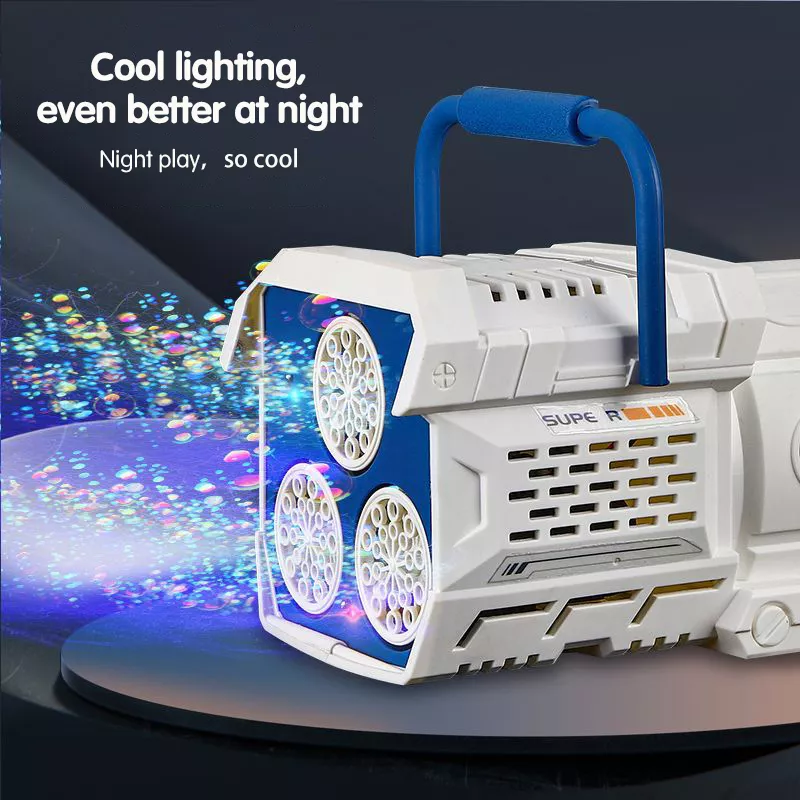 60-Hole Electric Bubble Gun with LED Lights - Automatic Rocket Soap Bubble Machine - Image 4