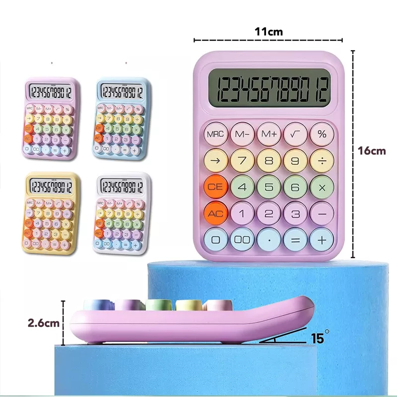 12-Digit Mechanical Button Keyboard Calculator - Image 6