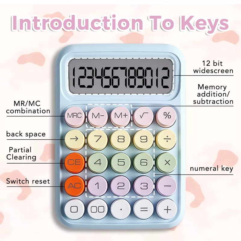 12-Digit Mechanical Button Keyboard Calculator - Image 4