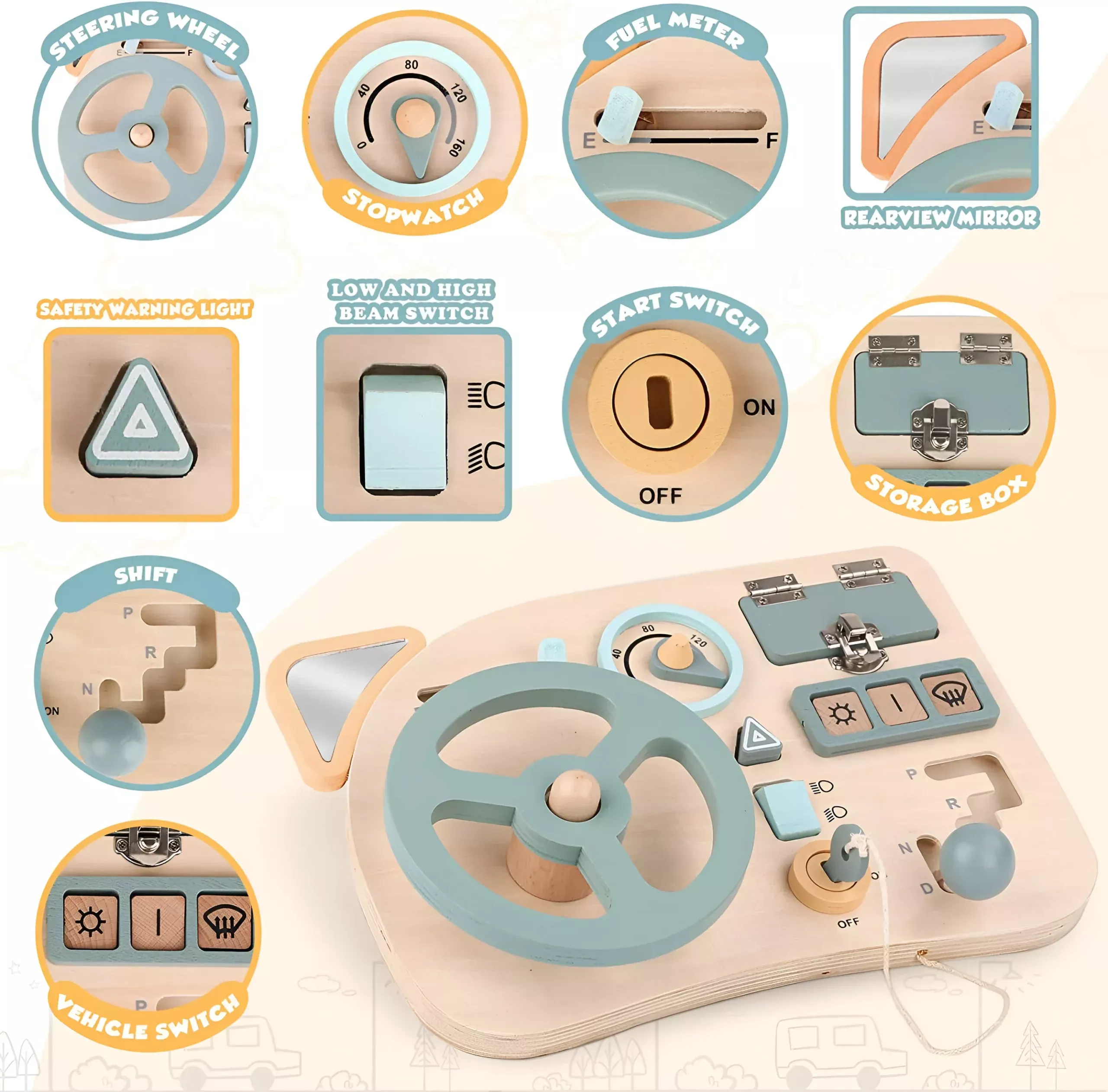 Montessori Wooden Steering Wheel Busy Board - Image 5