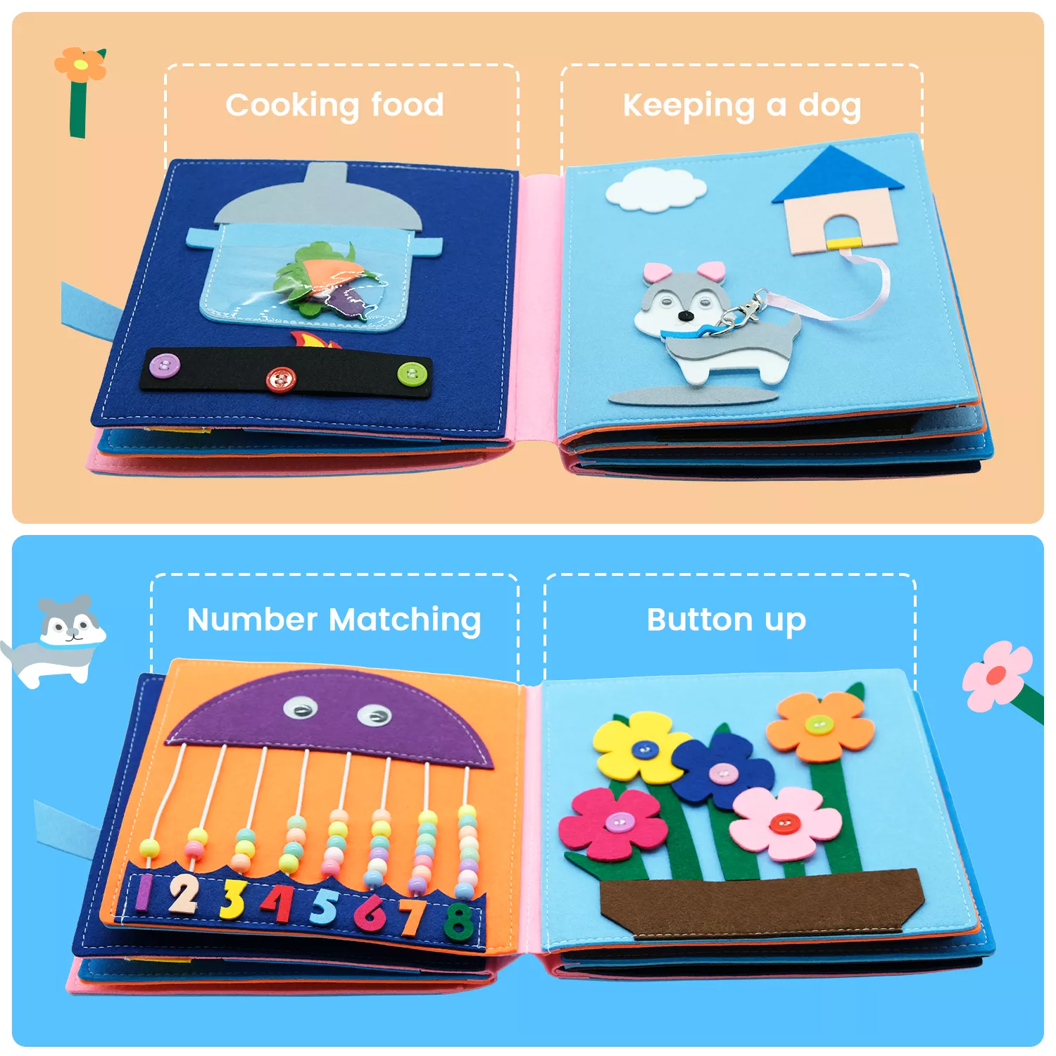 Washable Montessori Toddler Busy Book - Image 3