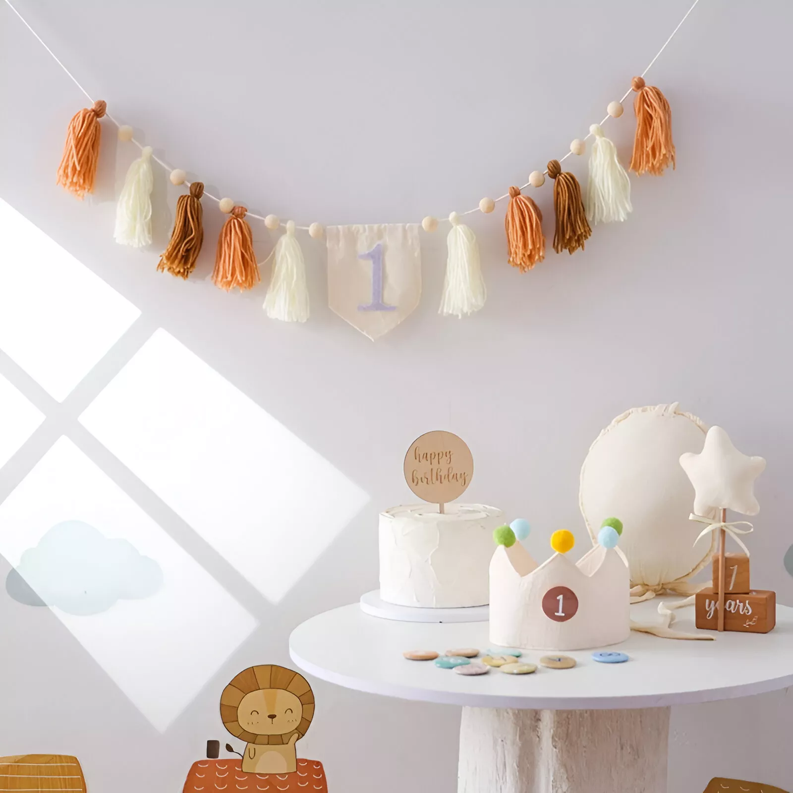 Happy Birthday Banner with Handmade Tassel & Balloon - Image 3