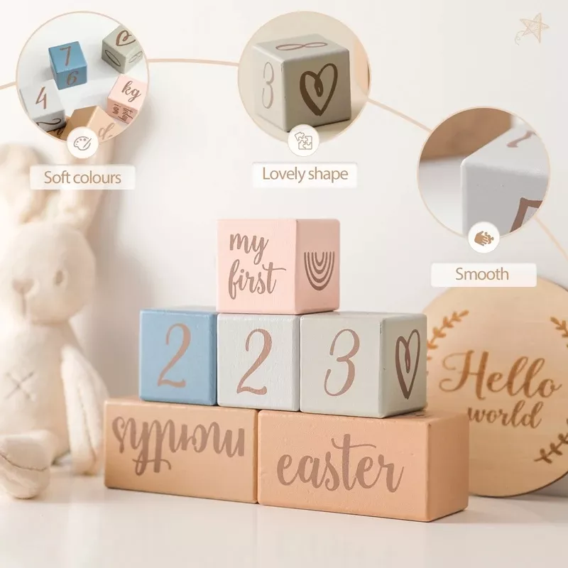 Wooden Baby Milestone Block Set - Image 3