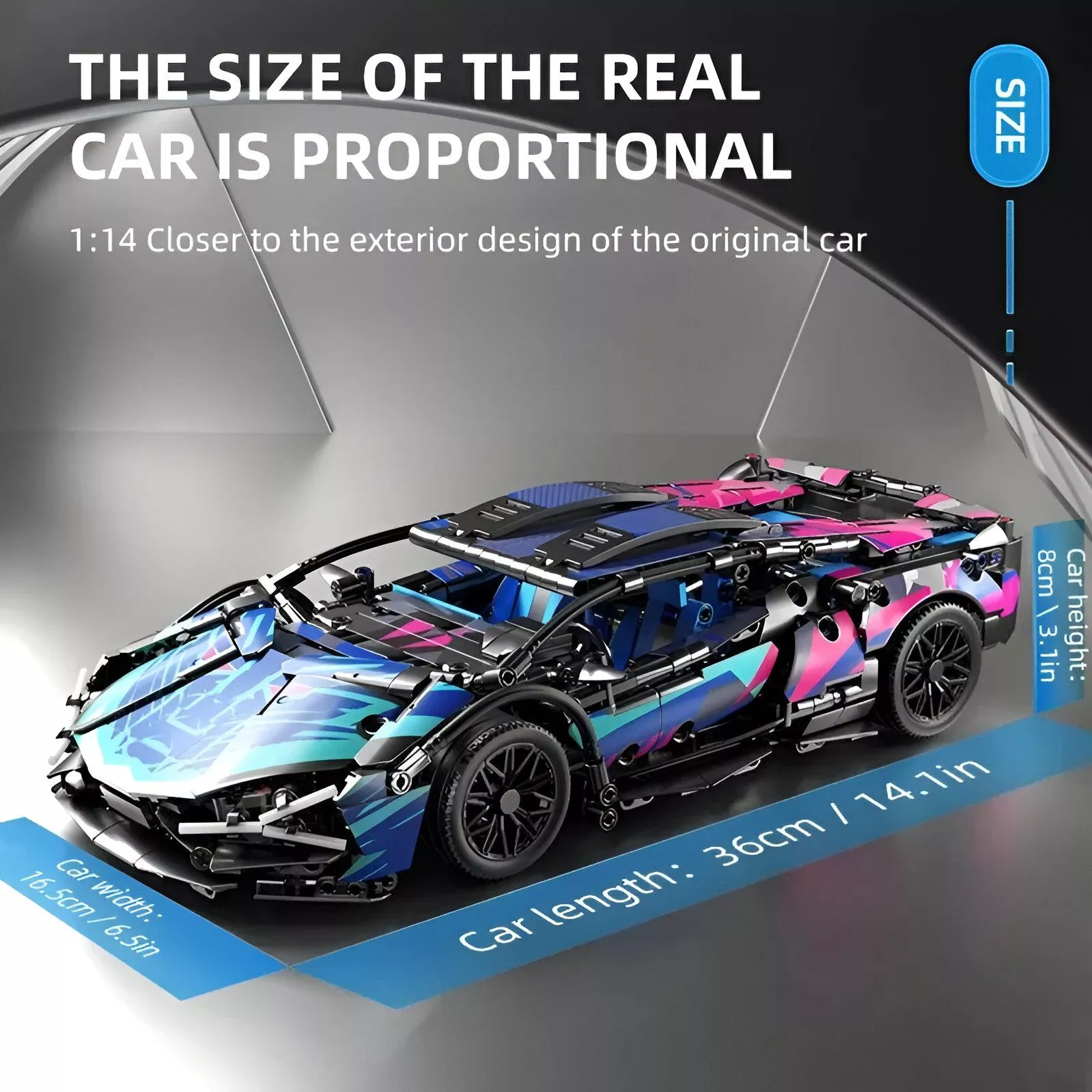 1314-Piece Supercar Building Kit with Remote Control - Image 6