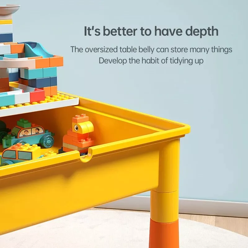 5-in-1 Kids Activity Water Table & Chair Set with 143-Piece Marble Run Building Blocks - Image 4