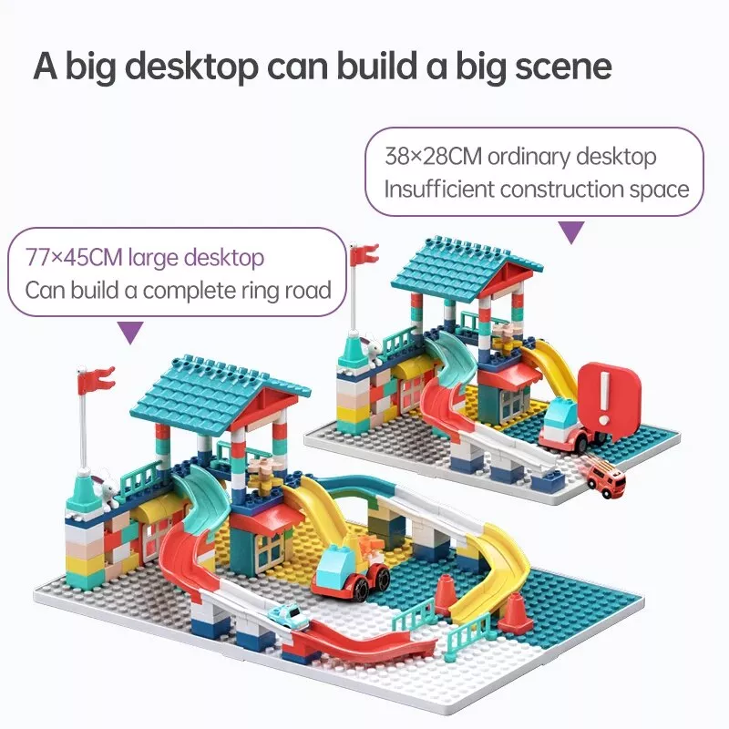 5-in-1 Kids Activity Water Table & Chair Set with 143-Piece Marble Run Building Blocks - Image 3