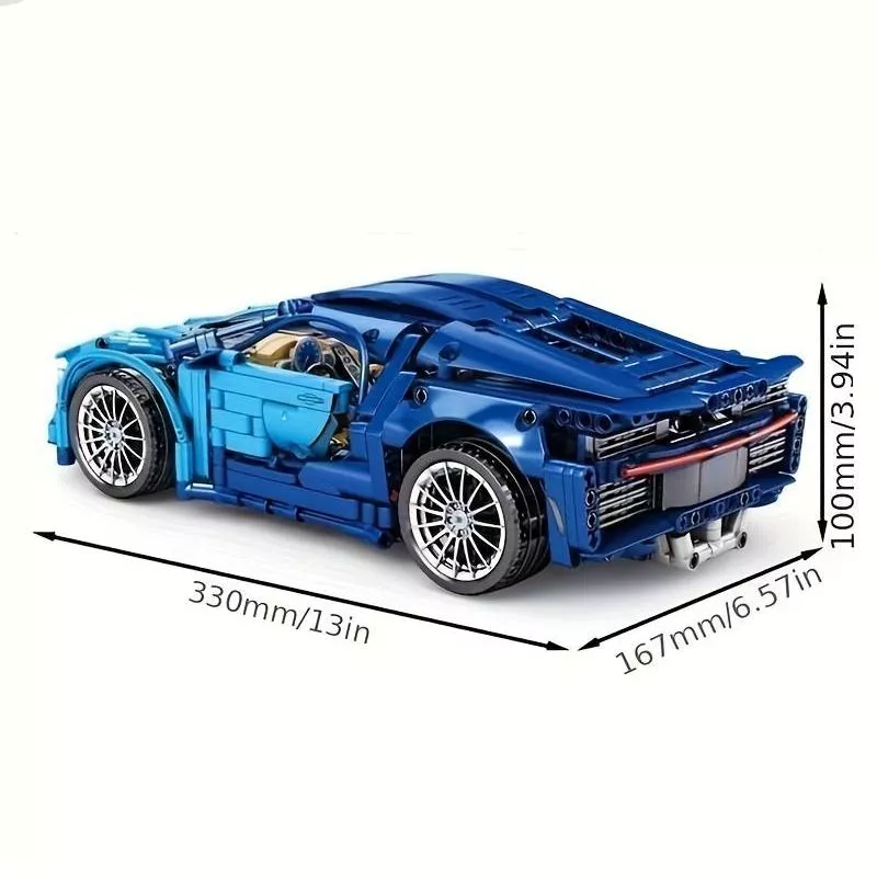 1:14 Scale Bluce Sports Car MOC Building Blocks Kit (1259 Pcs) - Image 5