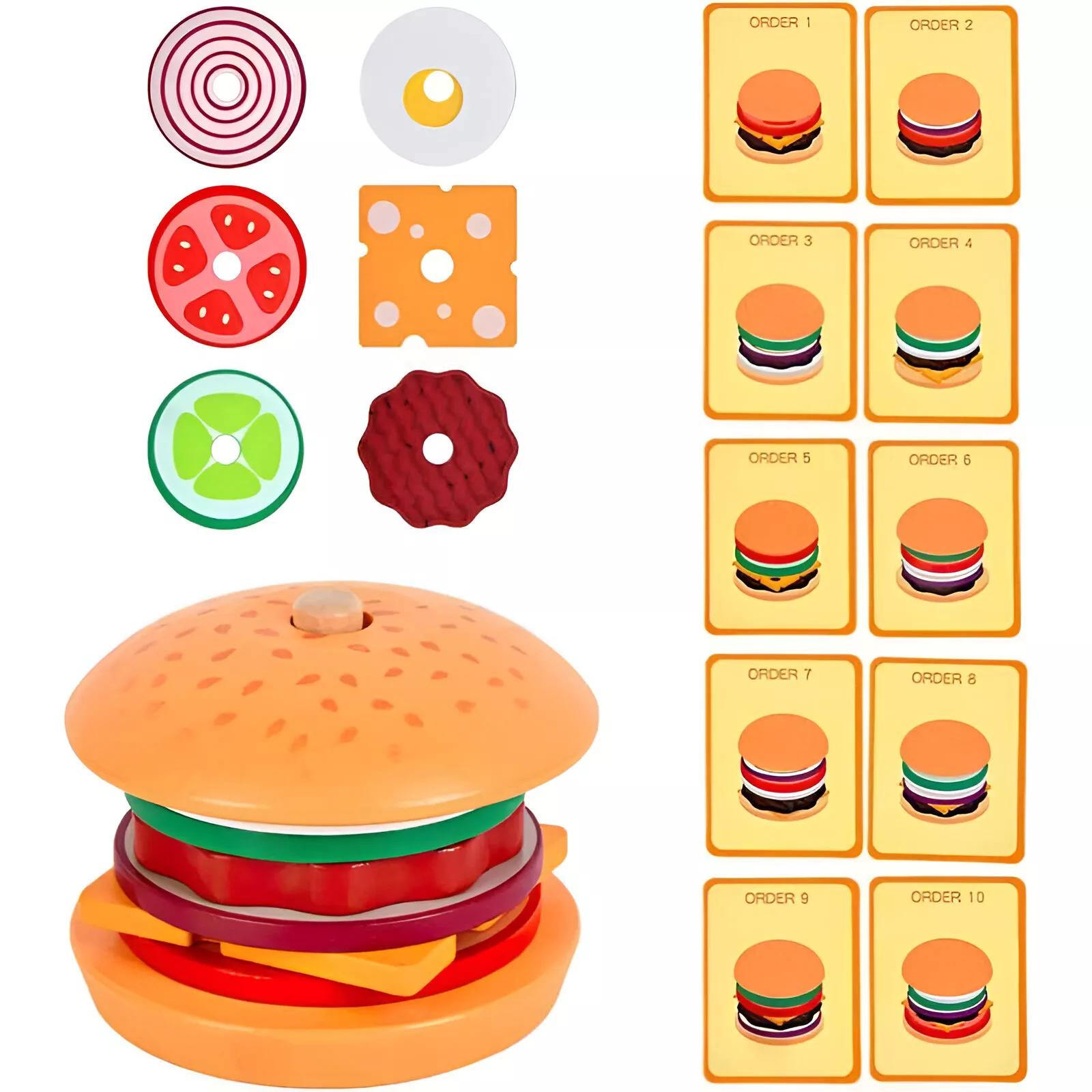 Montessori Wooden Burger Stacking Toy - Image 6