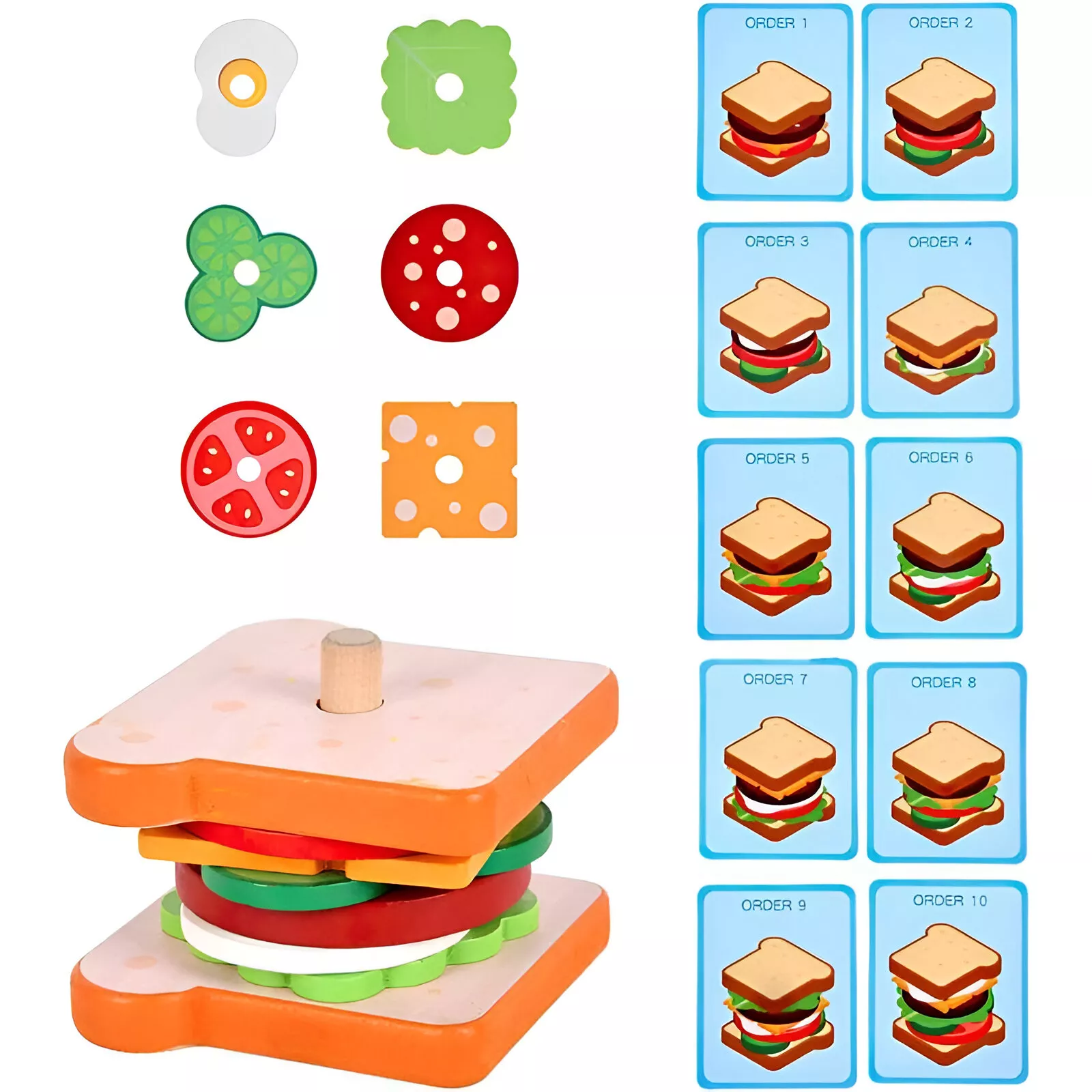 Montessori Wooden Burger Stacking Toy - Image 5
