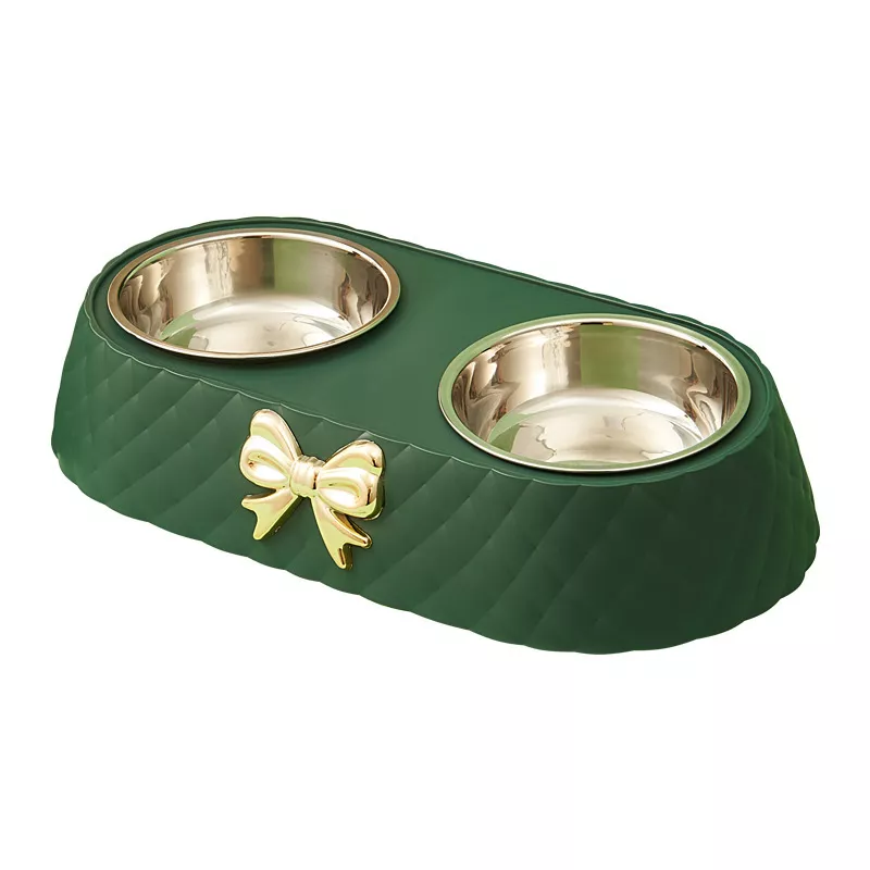 Bow-tie Stainless Steel Double Pet Bowl - Image 7