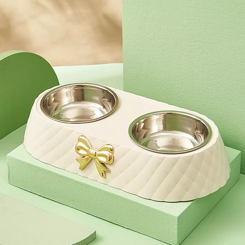 Bow-tie Stainless Steel Double Pet Bowl - Image 5