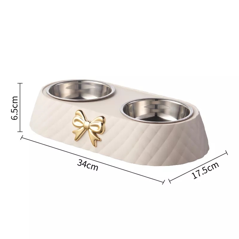 Bow-tie Stainless Steel Double Pet Bowl - Image 6