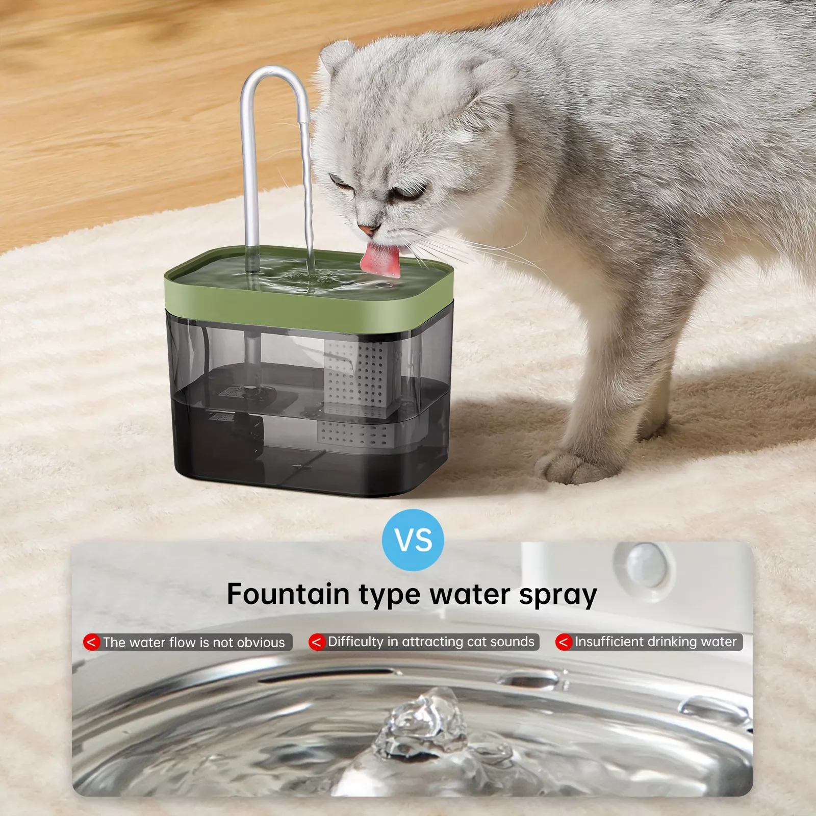 Cat Water Fountain – Auto Filter USB Electric Mute Recirculating Water Dispenser for Cats - Image 4