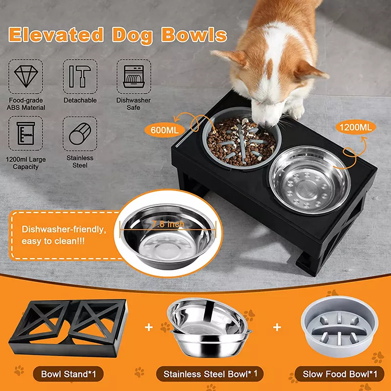 Adjustable Elevated Dog Bowls with Slow Feeder for Medium & Large Dogs - Image 5