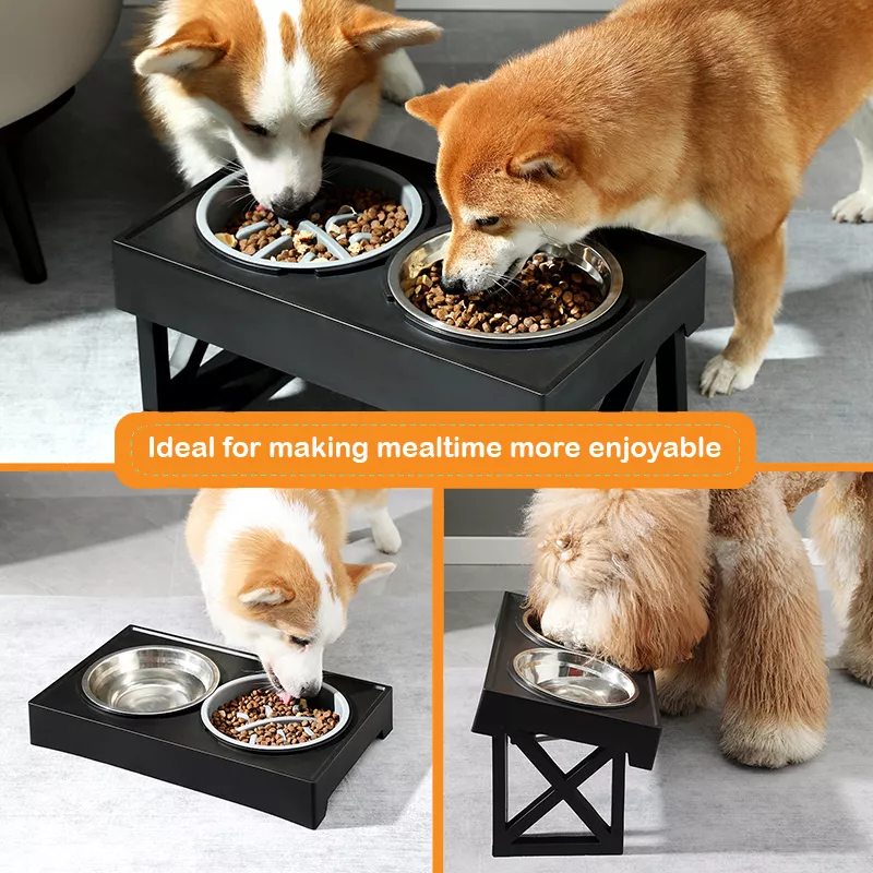 Adjustable Elevated Dog Bowls with Slow Feeder for Medium & Large Dogs - Image 3