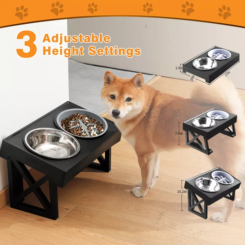 Adjustable Elevated Dog Bowls with Slow Feeder for Medium & Large Dogs - Image 2