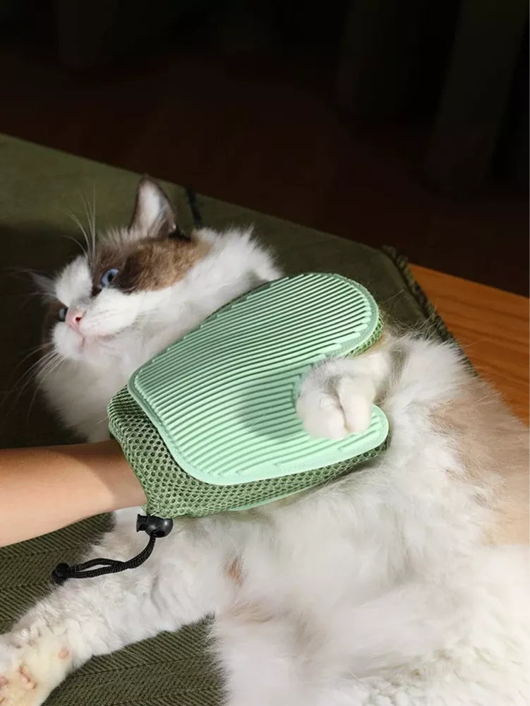 2-in-1 Pet Grooming Glove Brush & Hair Remover Mitt for Shedding and Massaging - Image 4