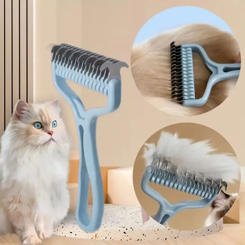 Dual-Sided Pet Knot Cutter & Shedding Brush for Dogs and Cats