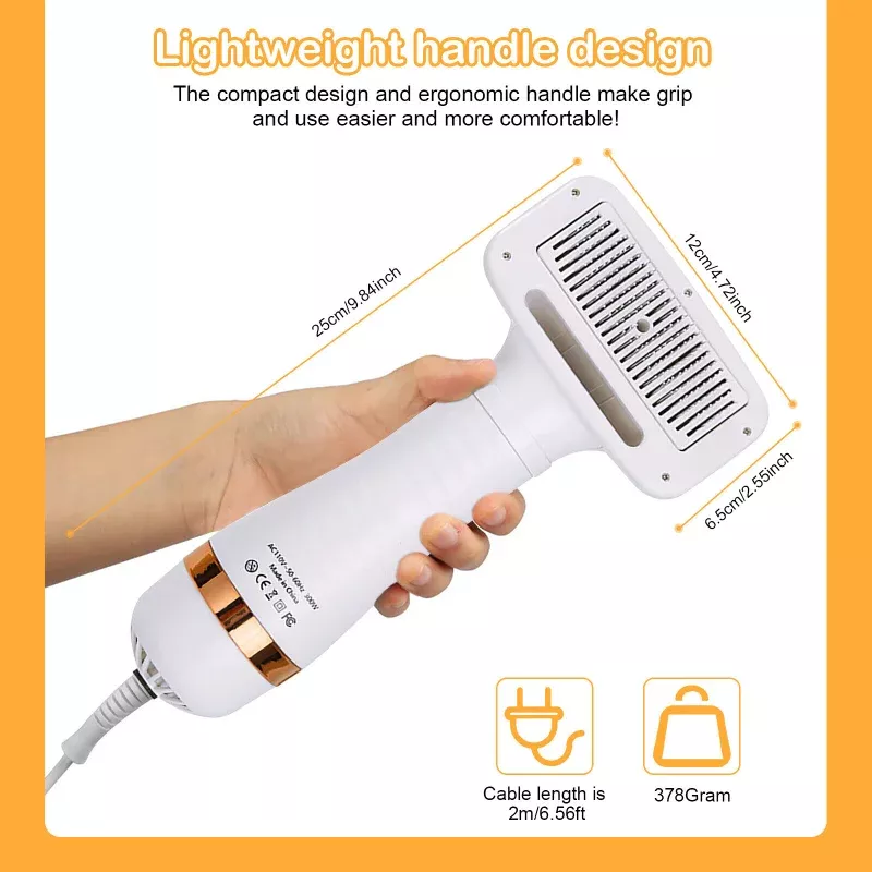 2-in-1 Quiet Pet Dryer and Comb Brush with Adjustable Temperature Control - Image 3