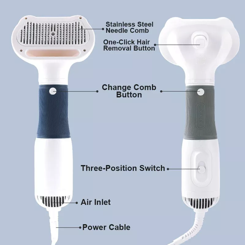 3-in-1 Quiet Pet Dryer and Grooming Brush with Low Noise and Adjustable Settings - Image 3