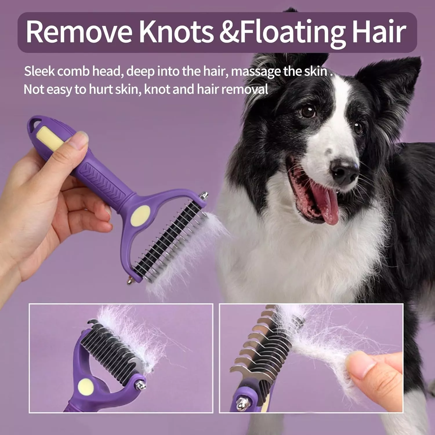 Double-Sided Foldable Dog Brush and Comb for Grooming & Hair Removal - Image 3