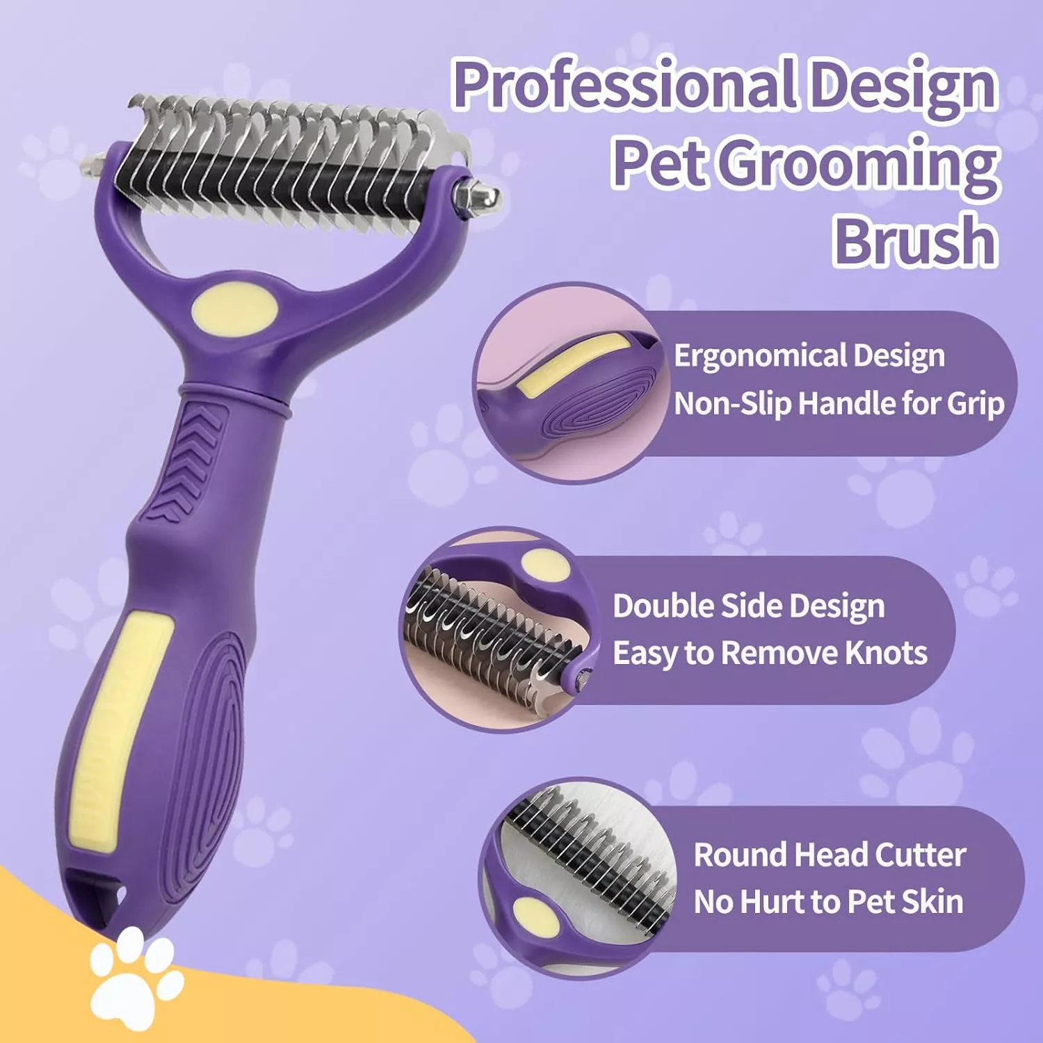 Double-Sided Foldable Dog Brush and Comb for Grooming & Hair Removal - Image 2
