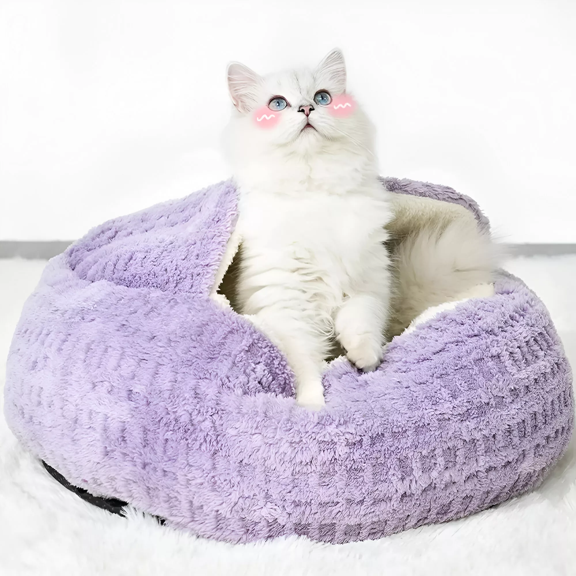 Warm Cotton Cat Bed Cave for Small Dogs & Cats - Soft Nest with Non-Slip Cushion - Image 3