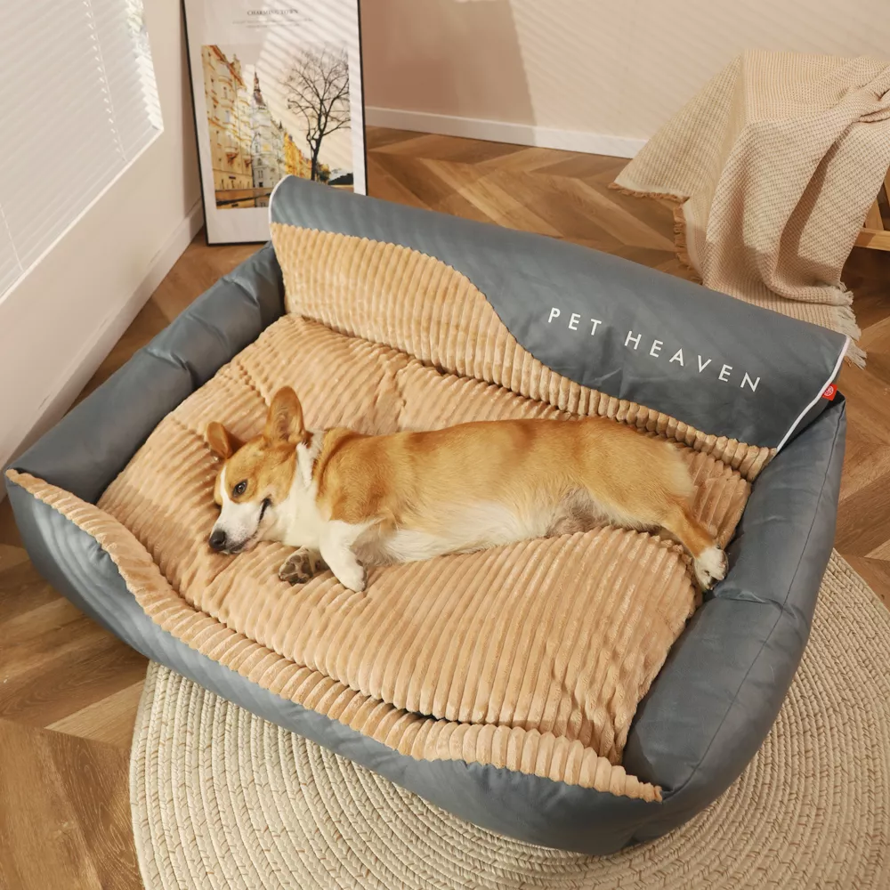 Large Dog and Cat Bed with Super Soft Cushion and Removable Mat - Image 6